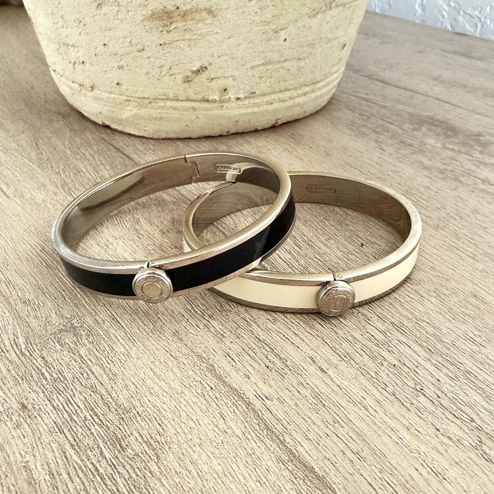 Coach Bangle Set Black and White Signature